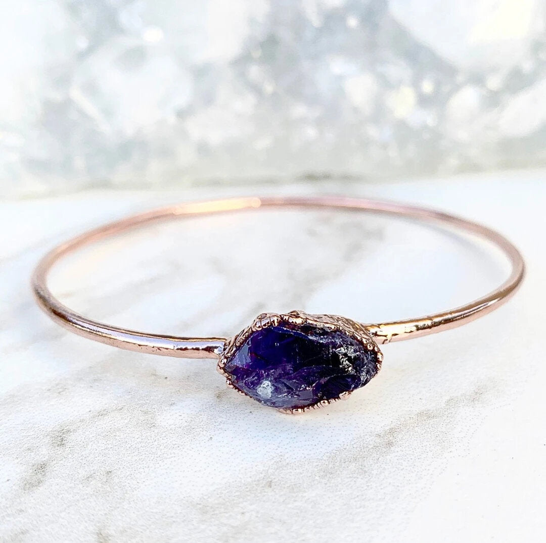 Amethyst Gemstone Nugget Bangle
