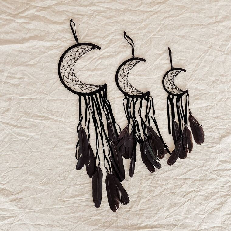 Crescent Moon Dreamcatchers in Black (Large)