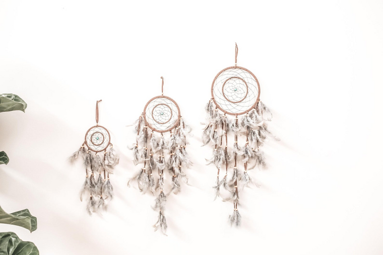 Double Moon Dreamcatchers in Grey  (Large)