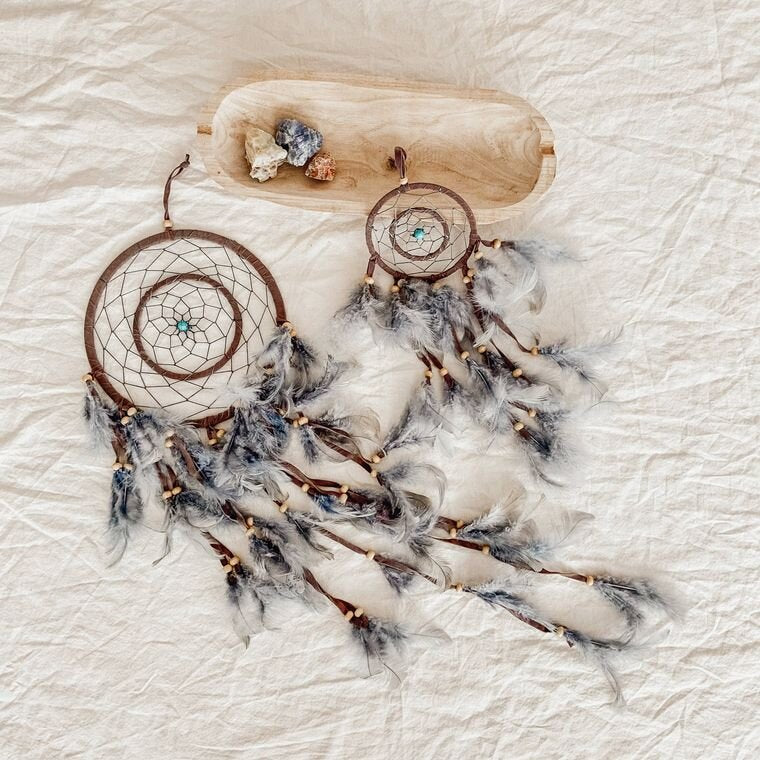 Double Moon Dreamcatchers in Grey  (Large)