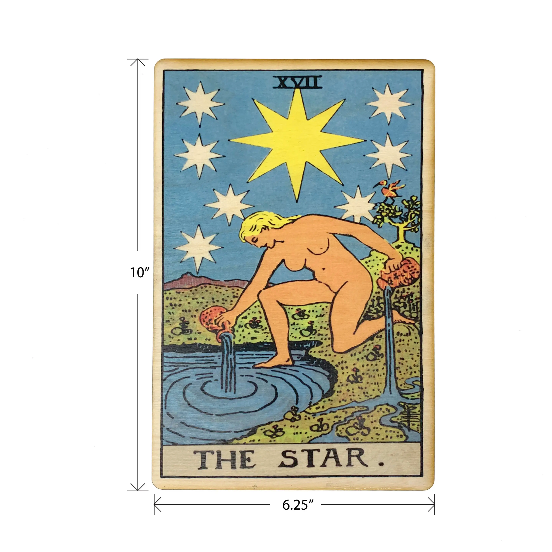 Tarot 17 - The Star Full Color Wood Wall Art