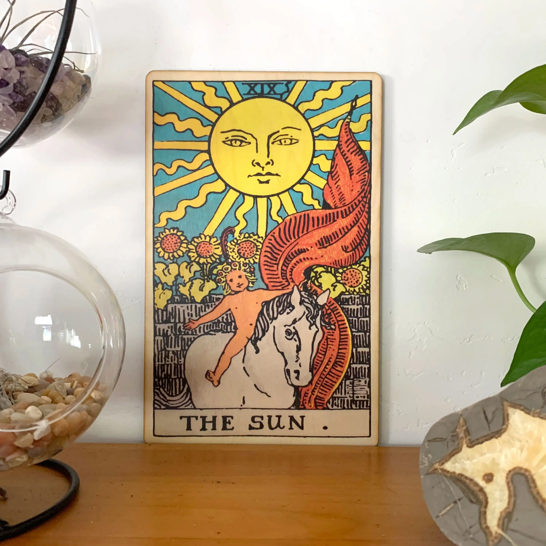 Tarot 19 - The Sun Full Color Wood Wall Art