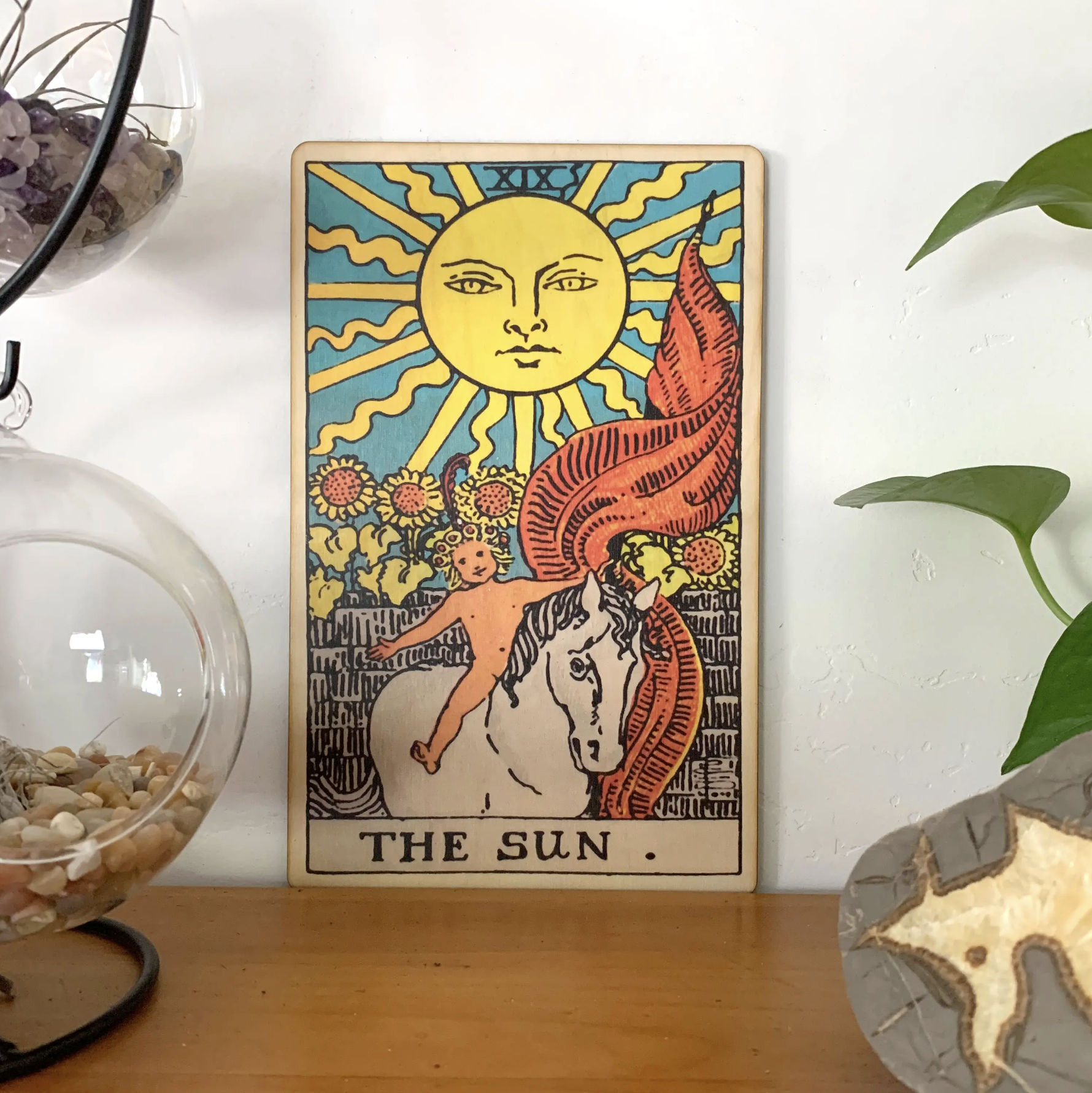 Tarot 19 - The Sun Full Color Wood Wall Art