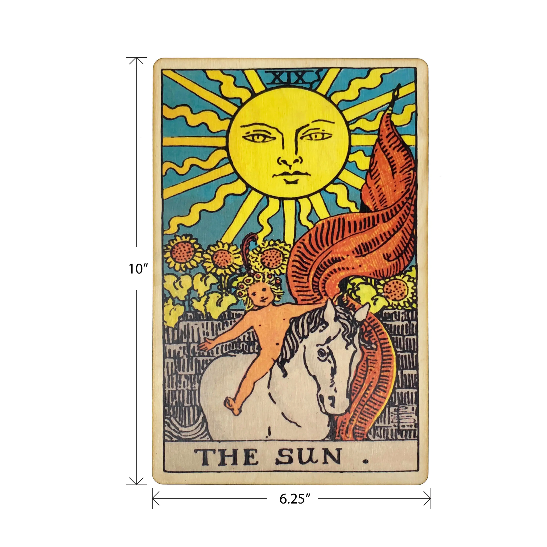 Tarot 19 - The Sun Full Color Wood Wall Art