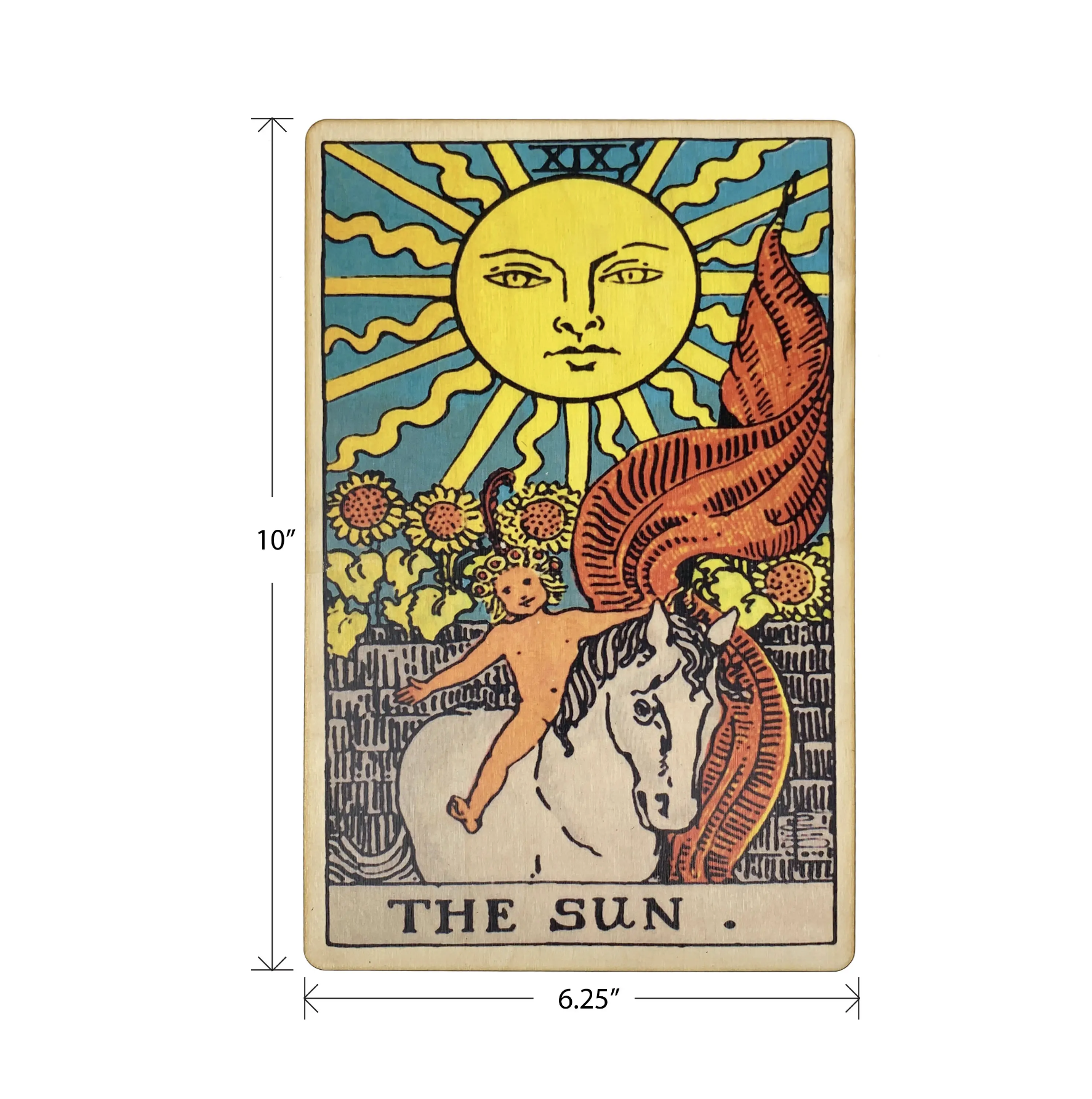 Tarot 19 - The Sun Full Color Wood Wall Art