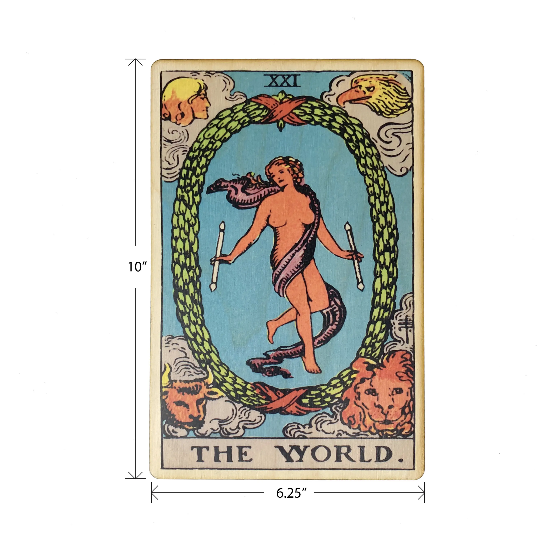Tarot 21 - The World Full Color Wood Wall Art