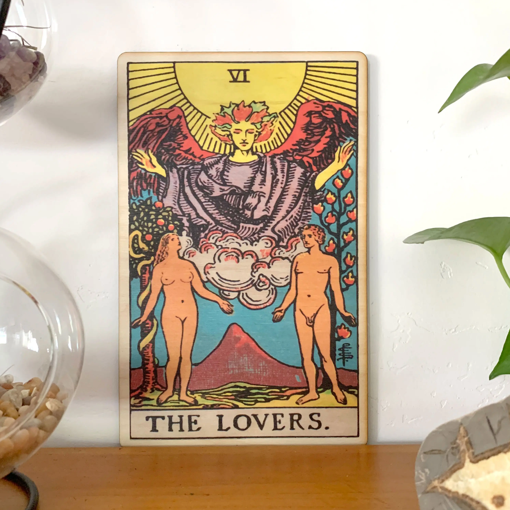 Tarot 6 - The Lovers Full Color Wood Wall Art
