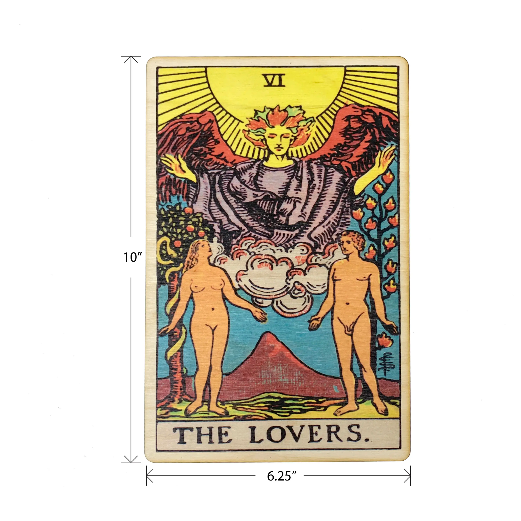 Tarot 6 - The Lovers Full Color Wood Wall Art