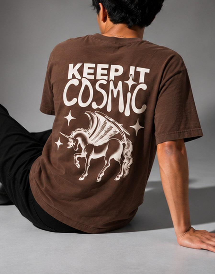 Keep It Cosmic tee worn